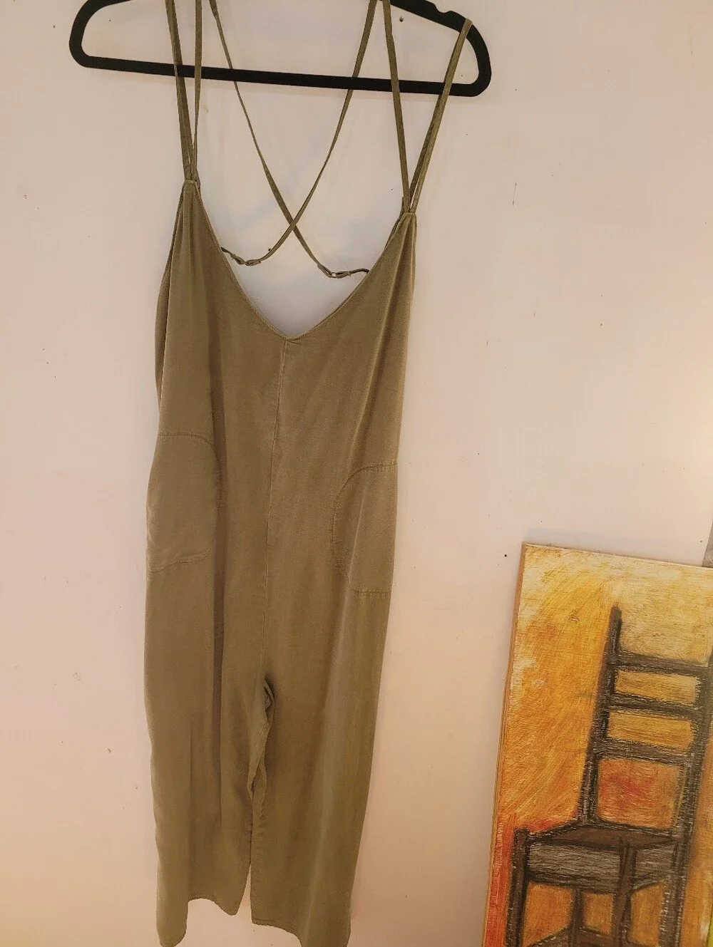 Free Peole L Olive Green Strappy Jumpsuit - Picture 1 of 5